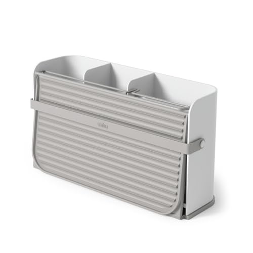 Compact White/Grey Dish Drying Rack for Small Spaces