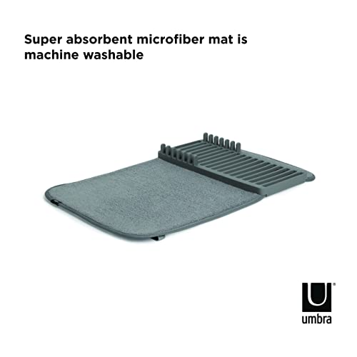 Mini Umbra Udry Gray Dish Rack with Microfiber Mat