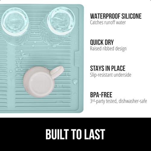 Mint BPA-Free Silicone Dish Drying Mat, Slip Resistant, Quick Dry, Heat & Waterproof - Kitchen Counter