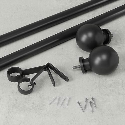 Modern 1-Inch Matte Black Curtain Rod for Large Windows