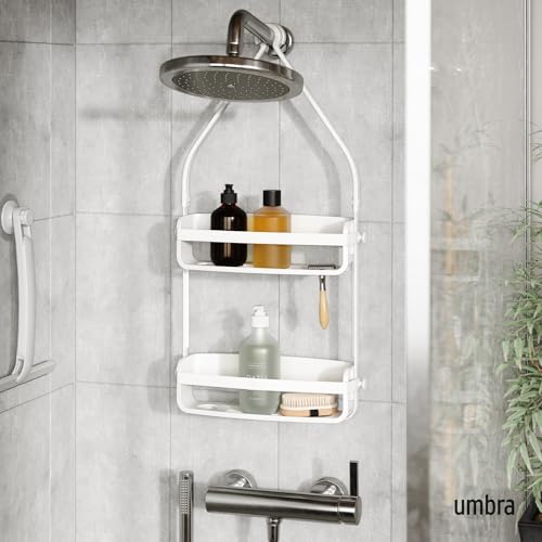 White Bathroom Organizer: Shower Caddy and Bathtub Shelf