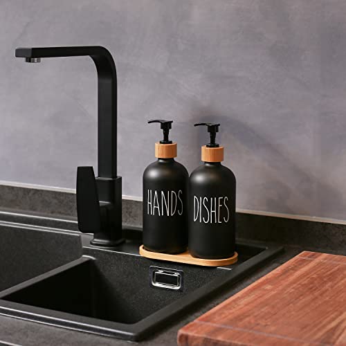 Rustic Kitchen Decor: Matte Black Glass Soap Dispenser Set