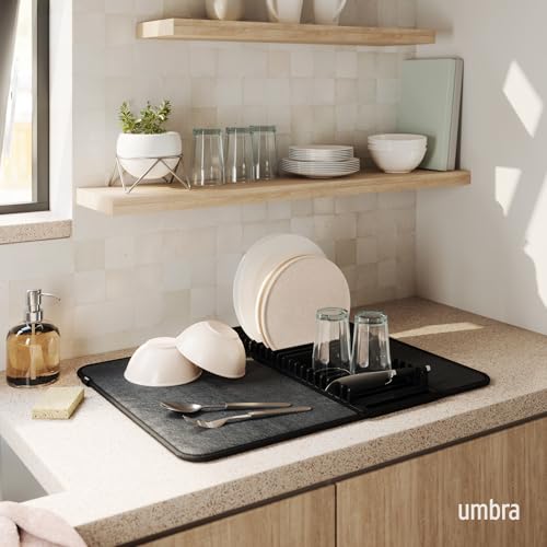 Udry Foldable Dish Rack and Drying Mat - Black