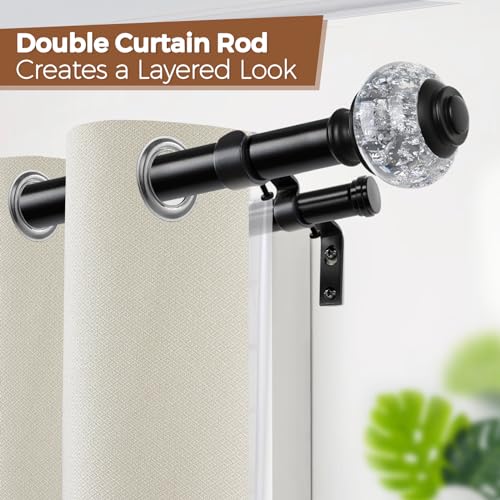 Silver Double Curtain Rods for 6 to 12 Feet Windows
