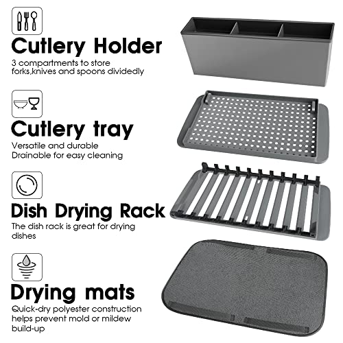 Collapsible Microfiber Mat & Foldable Drainer for Kitchen or RV